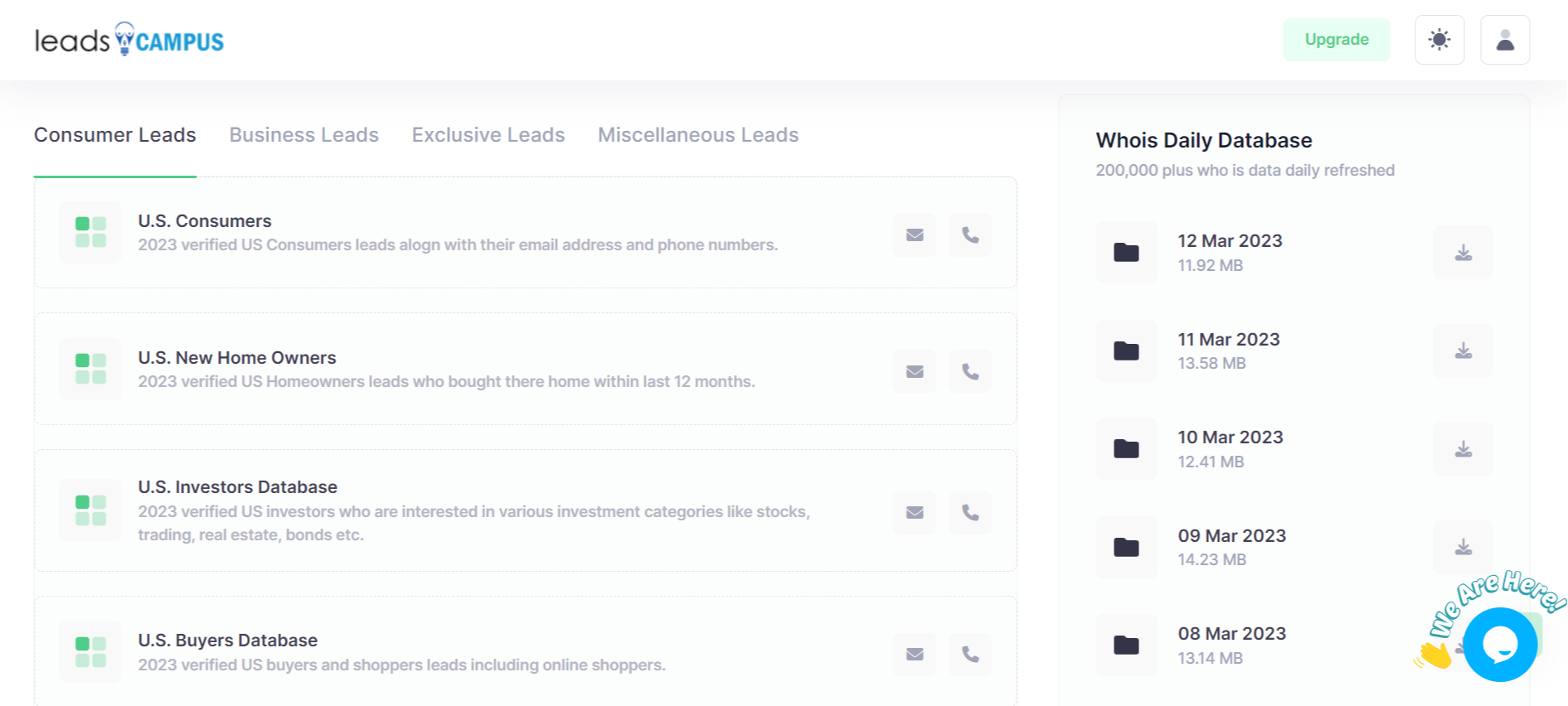 All features of Leadscampus Dashboard