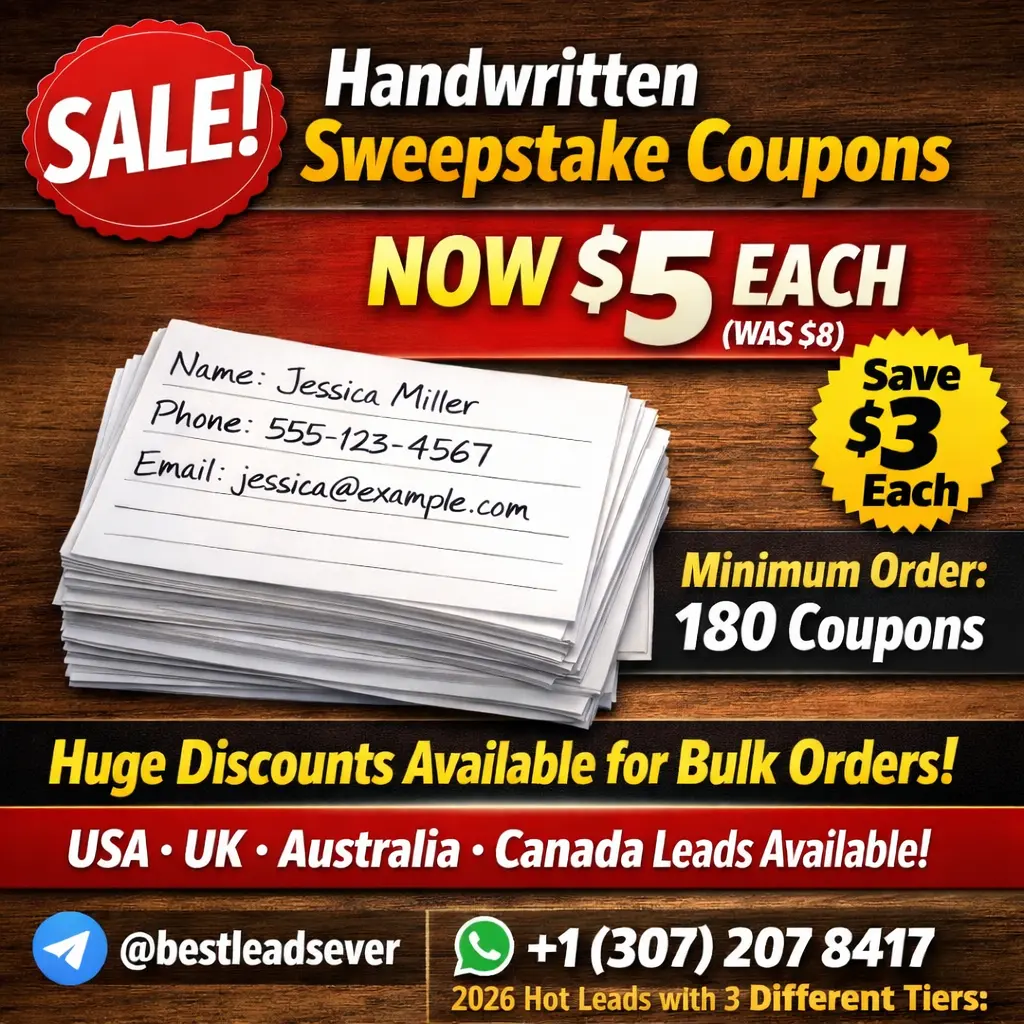 Handwritten sweepstakes coupons for sale &mdash; fresh sweepstakes leads